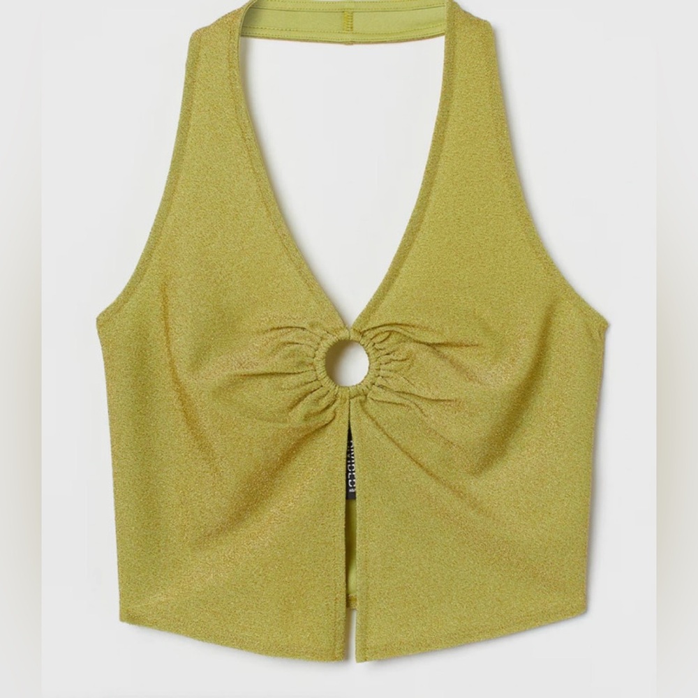 H&M Metallic Gold Halter Crop Top